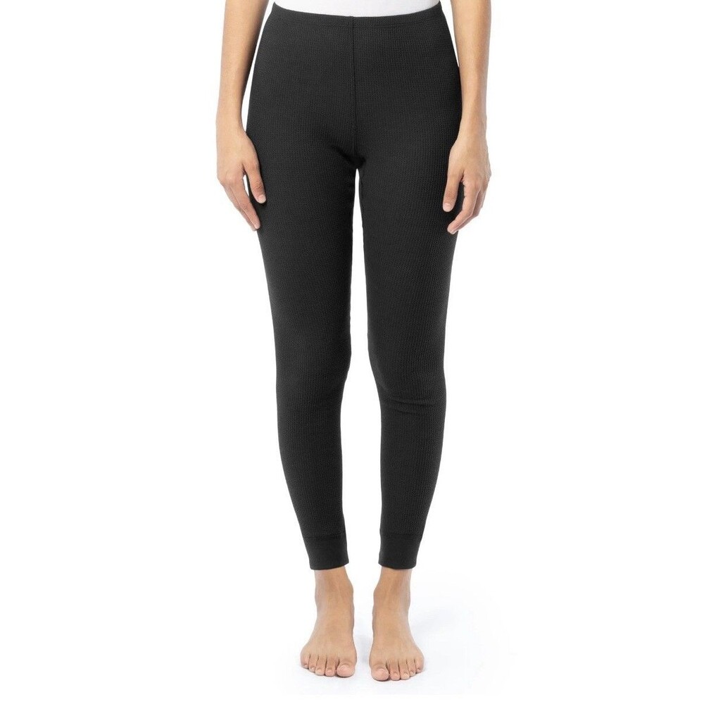 Fruit Of The Loom Soft Thermal Waffle Pants Women's Size XXL 2XL 20  Black NEW
